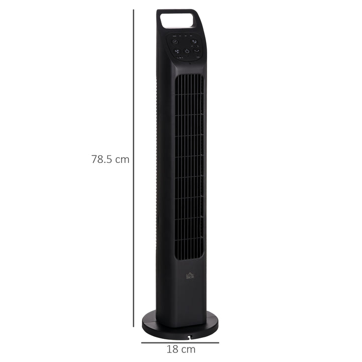 HOMCOM Oscillating Tower Fan: Remote, Timer, 3 Speeds, Quiet Cooling for Home & Office, Black | Aosom UK