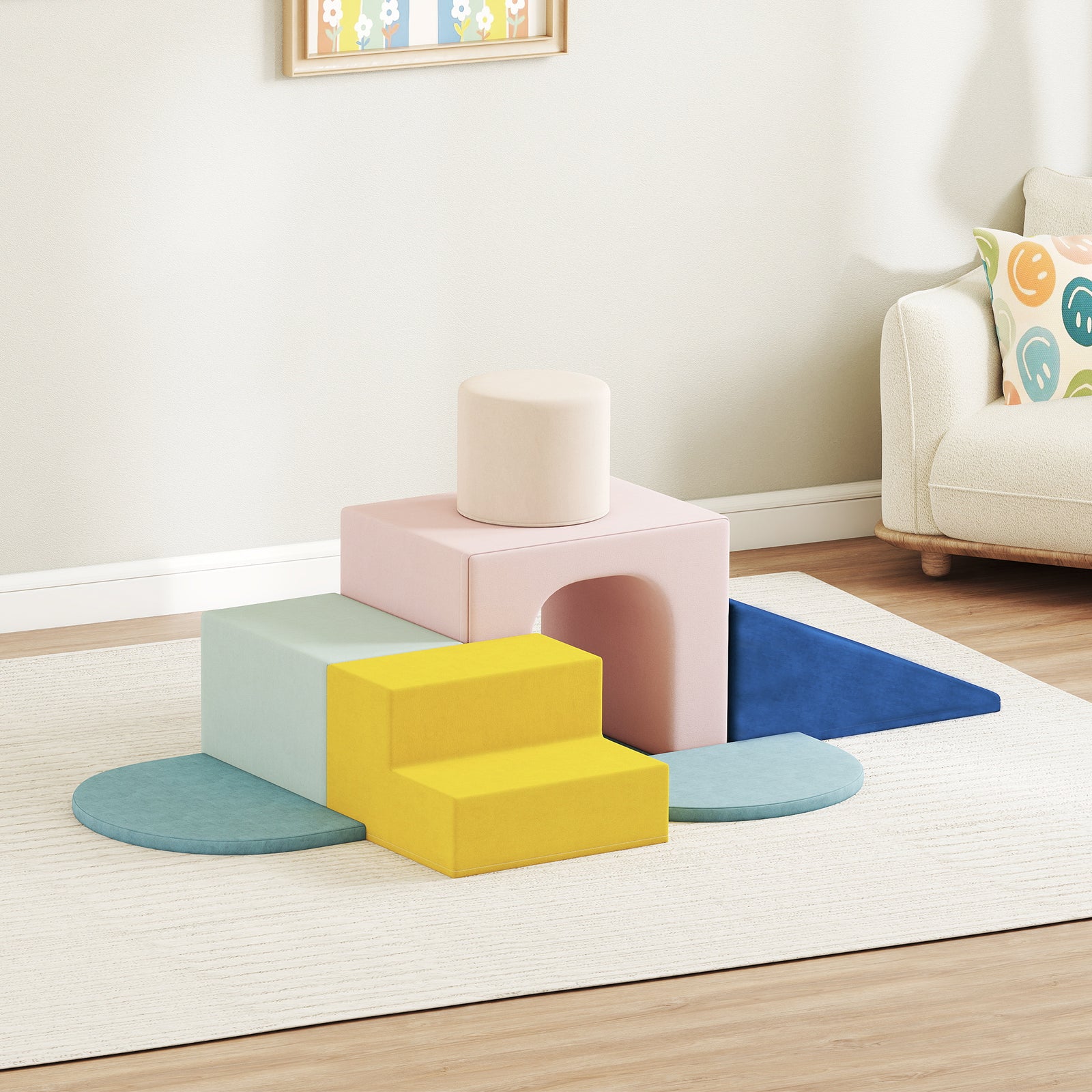 8-Piece Foam Play Blocks for Kids, Soft Motor Skill Blocks with Washab
