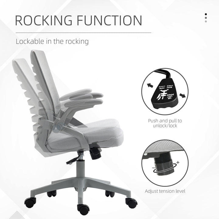 44-53.5cm Adjustable Height Work Chair, with Mesh Back - Grey