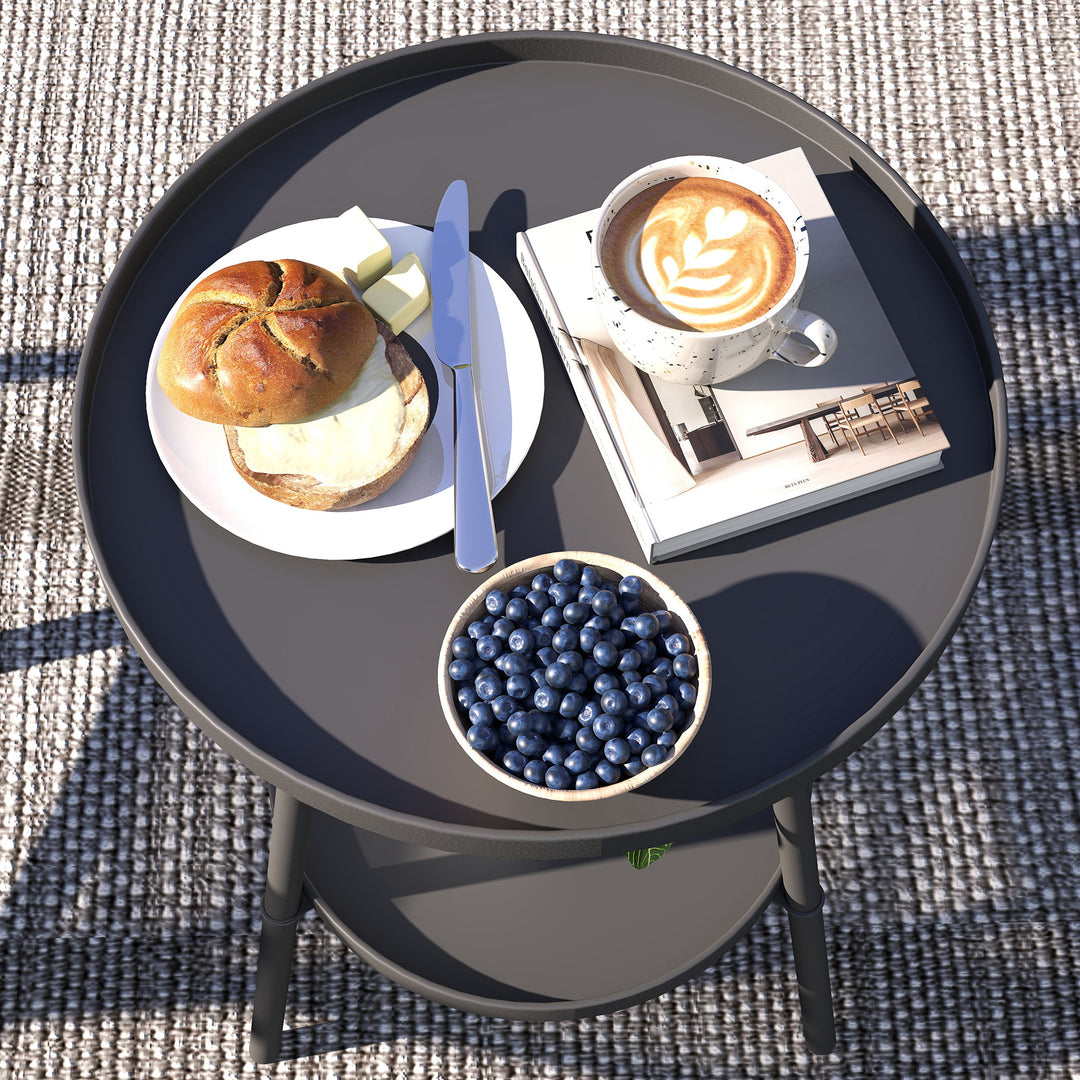 Two-Tier Metal Garden Table - Black