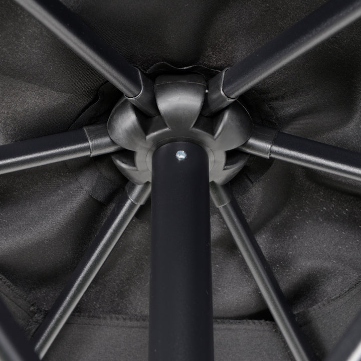 MCL 2m Garden Parasol Umbrella, Outdoor Sun Shade with 6 Sturdy Ribs for Balcony, Bench, Garden, Black