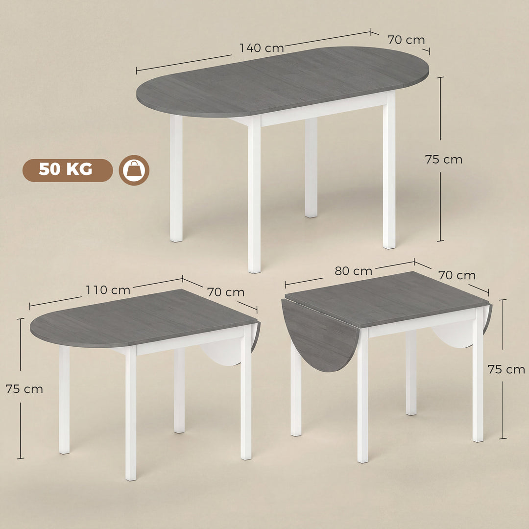 4-6 Person Wooden Drop-Leaf Table - Grey