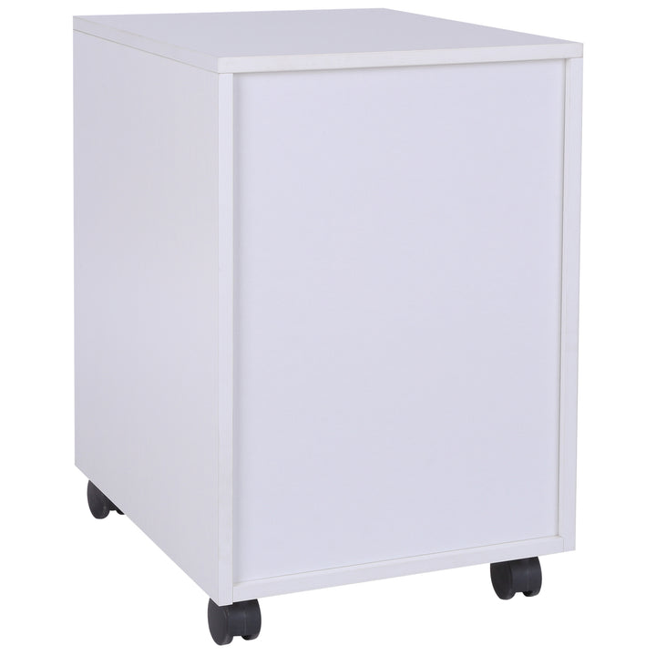 HOMCOM MDF Mobile File Cabinet pedestal with 3 Drawers Lockable Casters Oak and White | Aosom UK