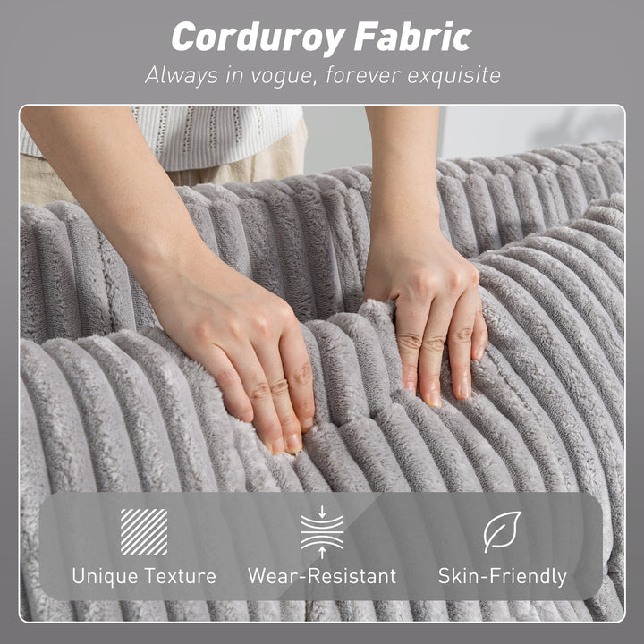 MCL 2 Seater Click Clack Sofa Bed with Pull Out Design, Corduroy Upholstery - Light Grey