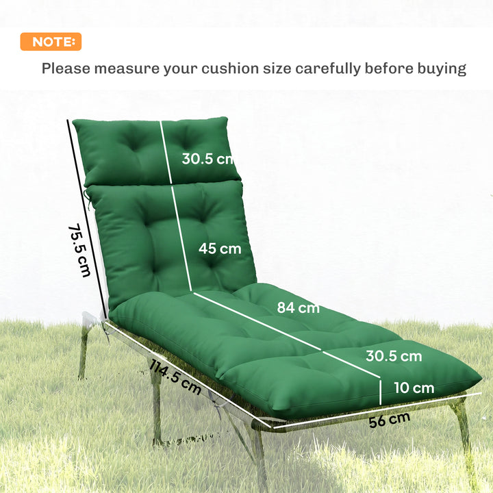 Set of Two 190 x 56cm Sun Lounger Cushions - Green