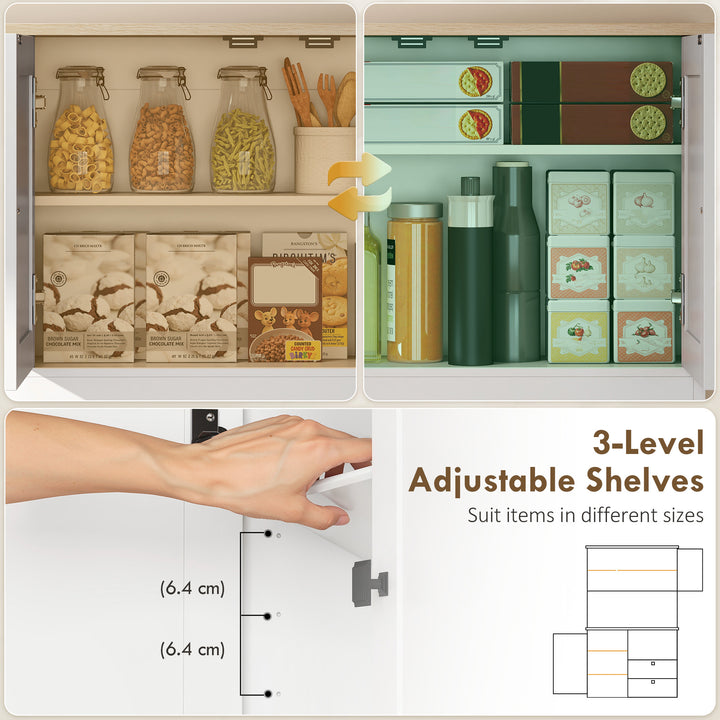 Kitchen Cupboard, Freestanding Kitchen Cabinet with 2 Cabinets, 2 Draw