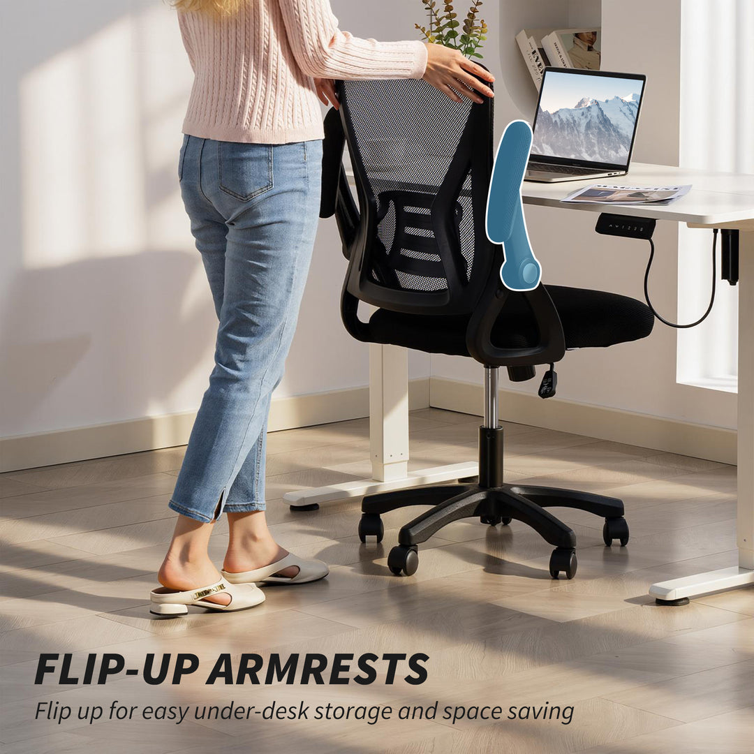 Office Chair, Mesh Desk Chair with Flip-up Armrests, Lumbar Support, Adjustable Height