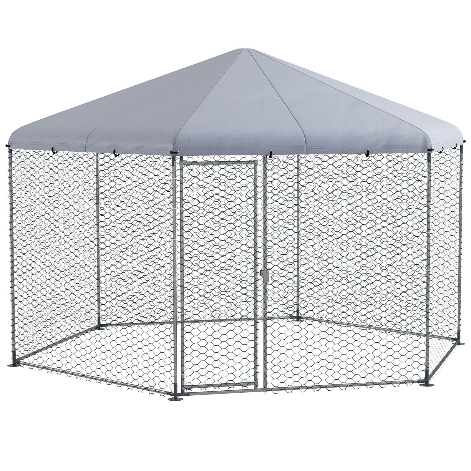 Chicken Coop for 10-15 Chickens, Hens, Rabbits, Ducks, Outdoor Garden Chicken Run, 4 x 3.5 x 2.6m