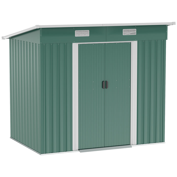 Outsunny 6.8 x 4.3ft Outdoor Garden Storage Shed, Tool Storage Box for Backyard, Patio and Lawn, Green | Aosom UK