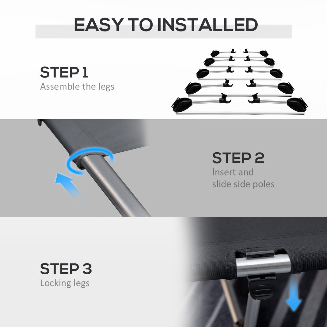 MCL Lightweight Camping Bed, Aluminium Portable Camp Cot w/ Strong Support 150kg and Carry Bag for Camping, Black