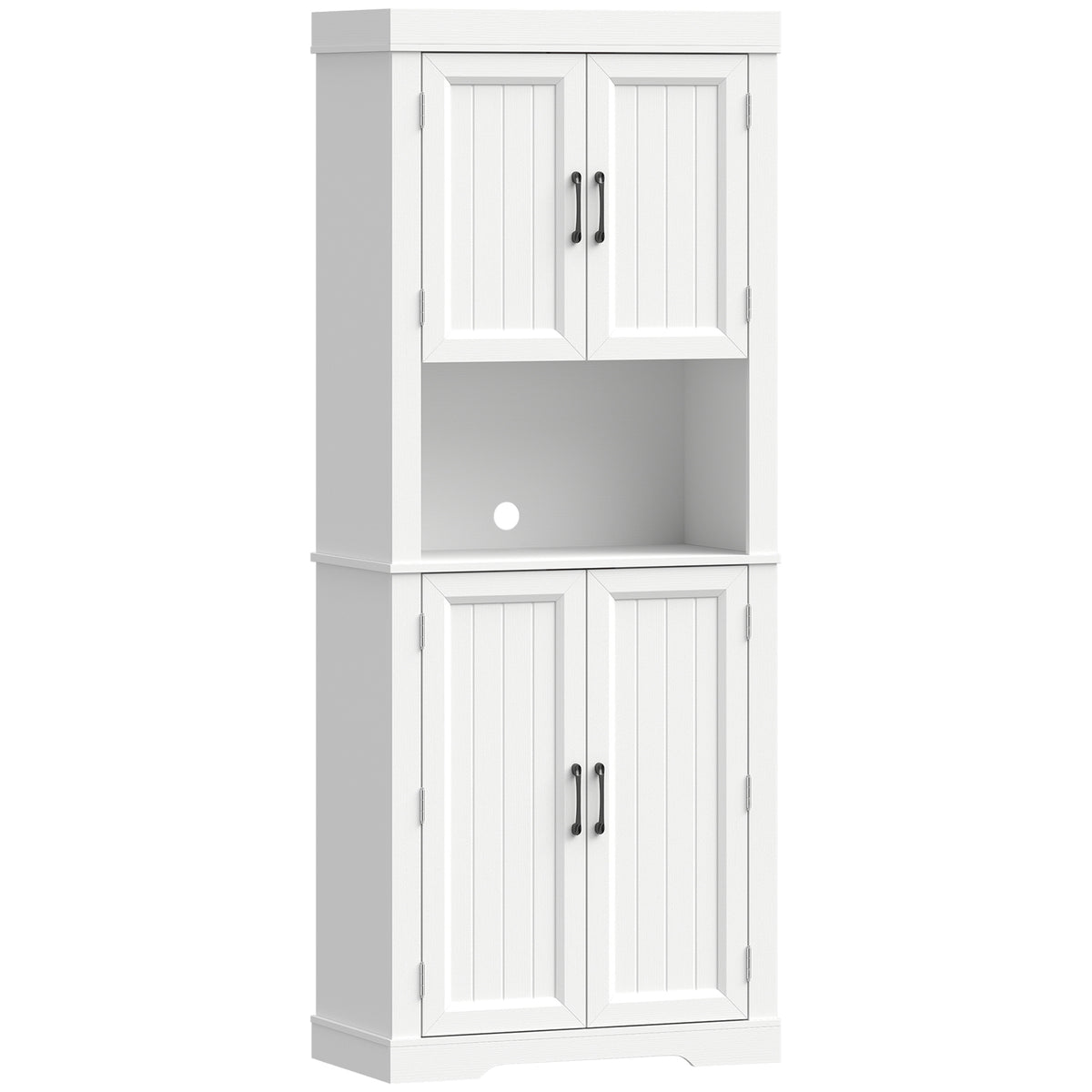 183 cm Tall Kitchen Cupboard, Kitchen Cabinet with Open Countertop - White