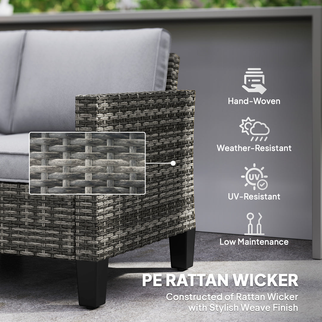 Two-Seater Rattan Outdoor Sofa - Dark Grey