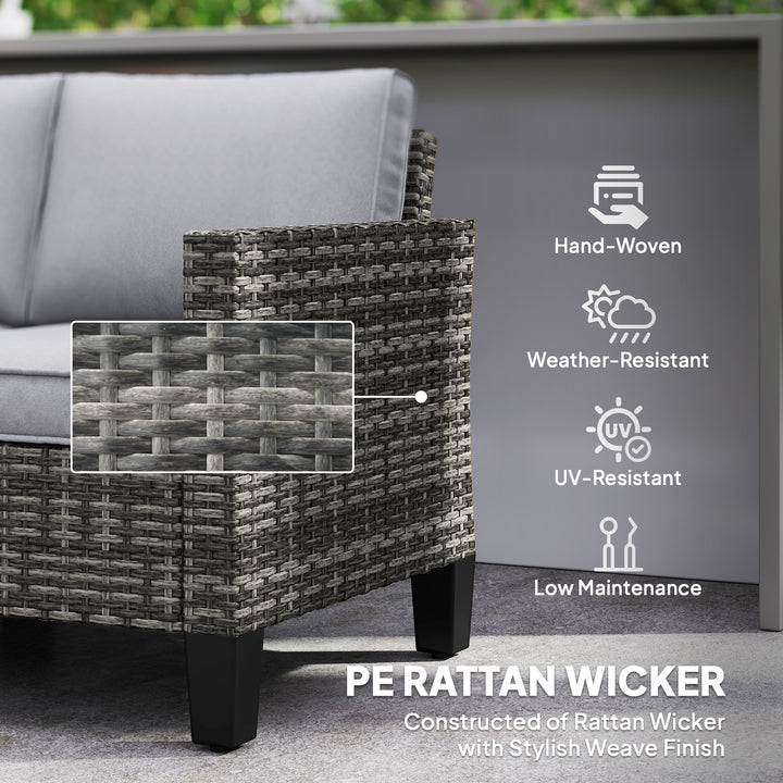 Two-Seater Rattan Outdoor Sofa - Dark Grey
