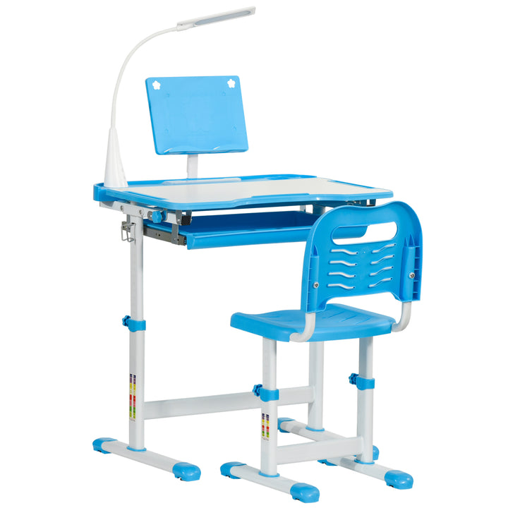 MCL Kids Study Desk and Chair Set w/ Adjustable Height, Storage, Drawer, Blue