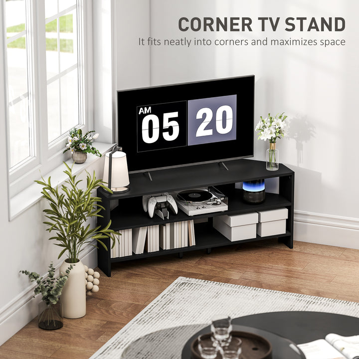 Corner TV Stand with 2 Open Shelves for 47 Inch TV - Black