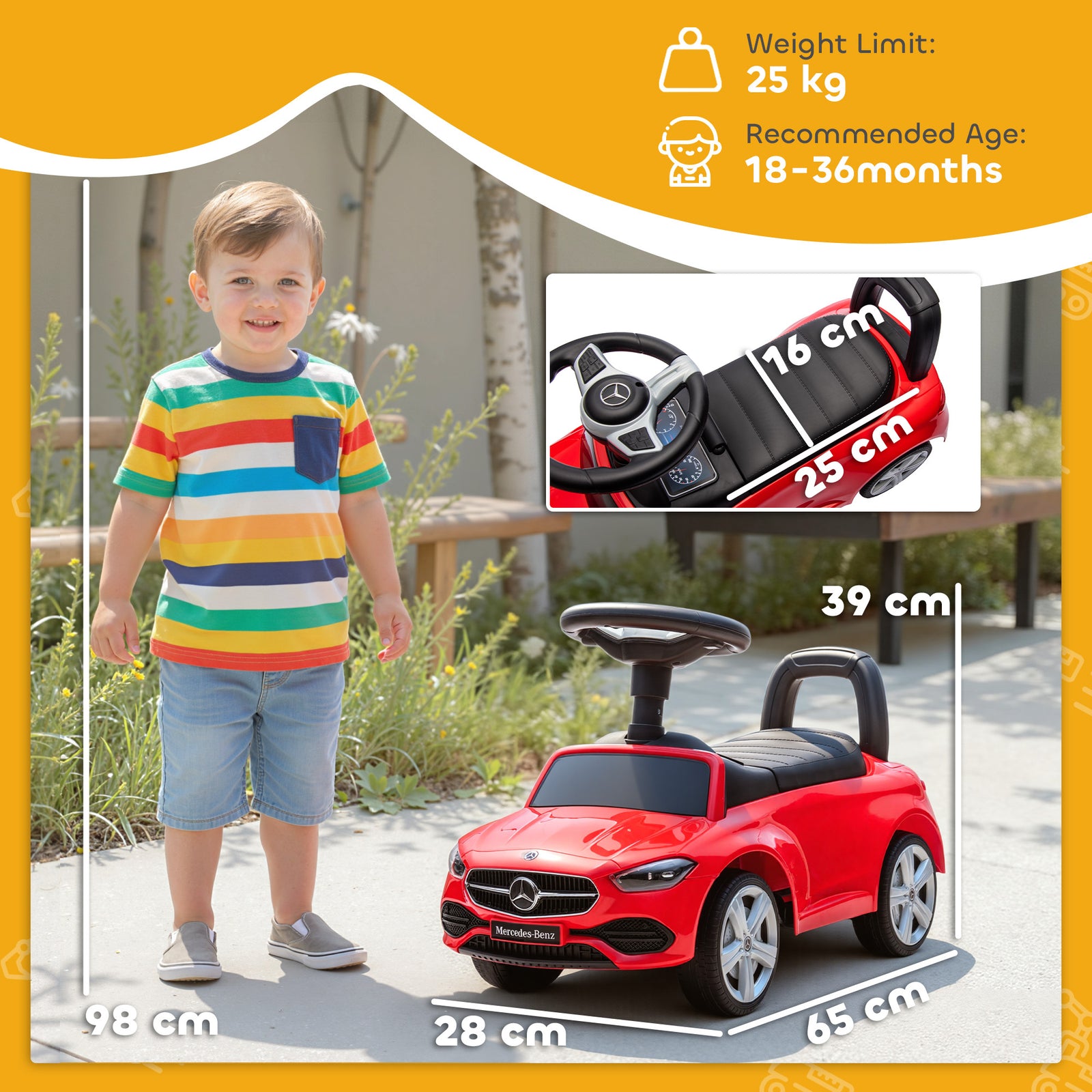 Official Mercedes-Benz Ride On Car, Foot to Floor Sliding Walker with 