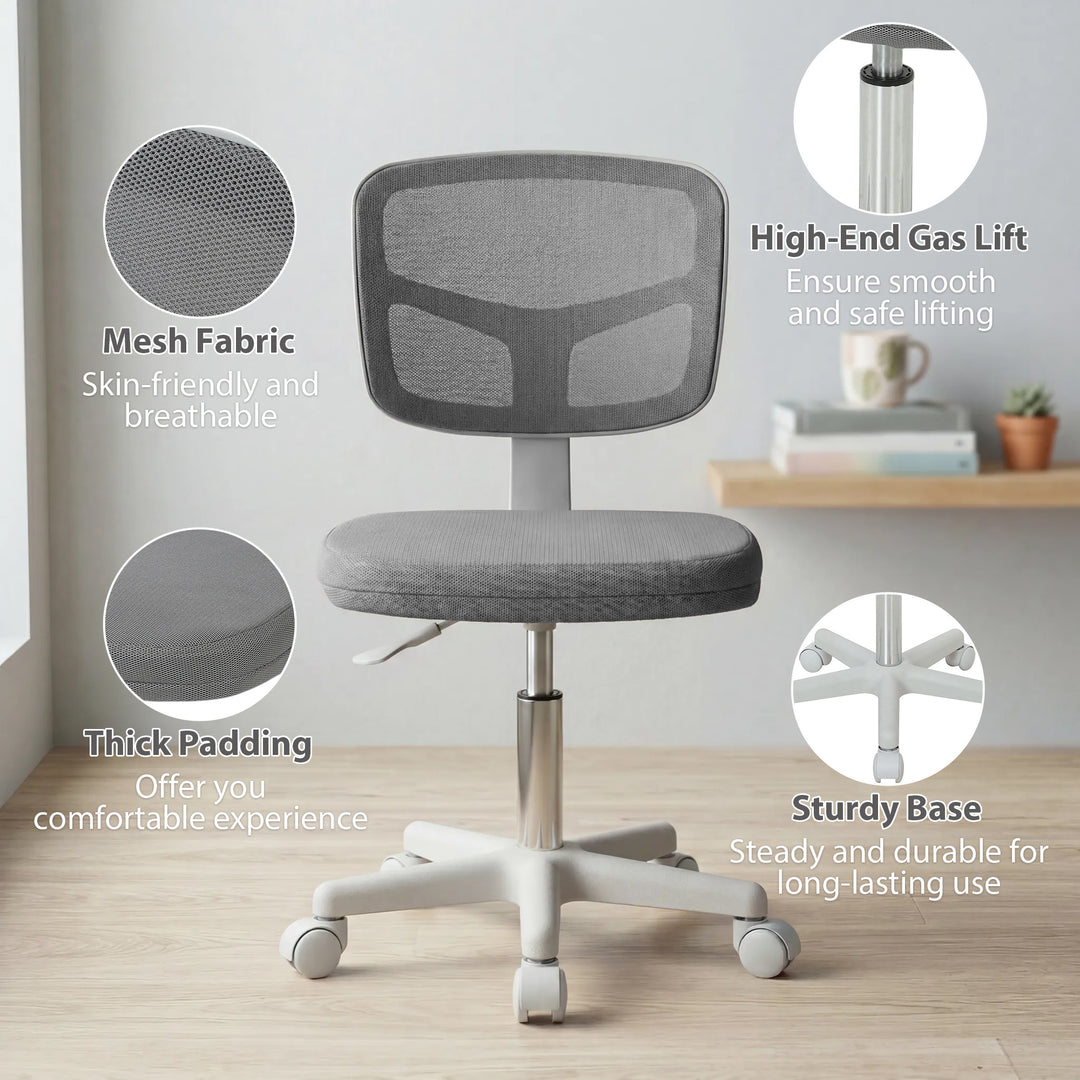 Small Office Chair without Arms, Ergonomic Swivel Mesh Desk Chair with
