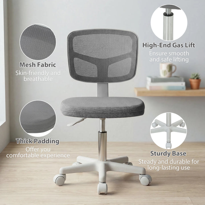 Small Office Chair without Arms, Ergonomic Swivel Mesh Desk Chair with