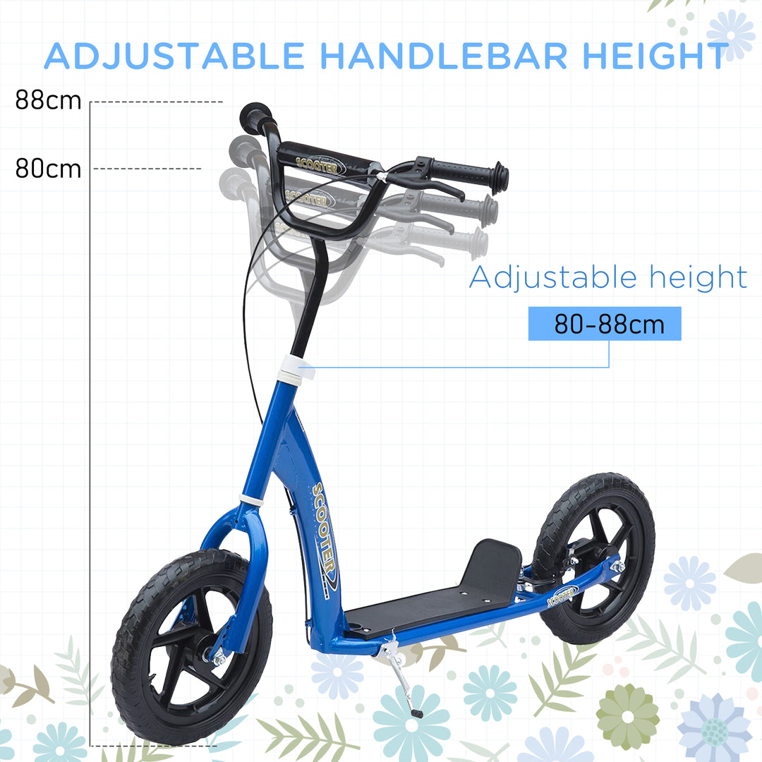 Kids Scooter Kick Scooter, with 12" EVA Tyres, Rear Brake, Big Wheels Scooter for 5-12 Years , Blue