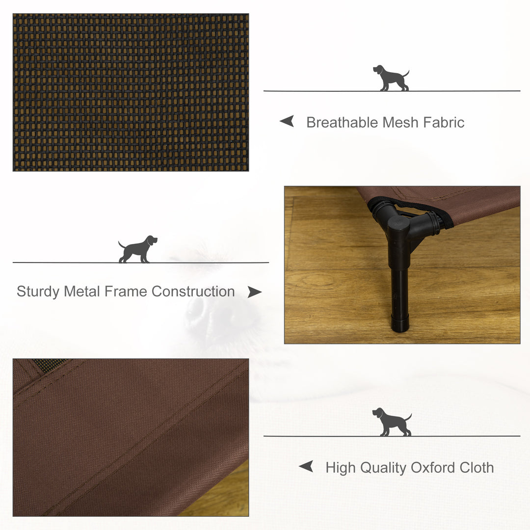 MCL Large Raised Dog Bed Cat Elevated Lifted Cooling Portable Camping Basket Outdoor Indoor Mesh Pet Cot Metal Frame Brown