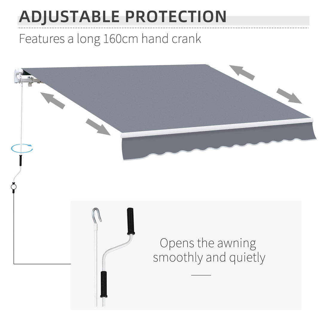 Outsunny Waterproof Garden Patio Manual Awning Canopy Sun Shade Shelter Retractable 4m x 3m-Grey | Aosom UK