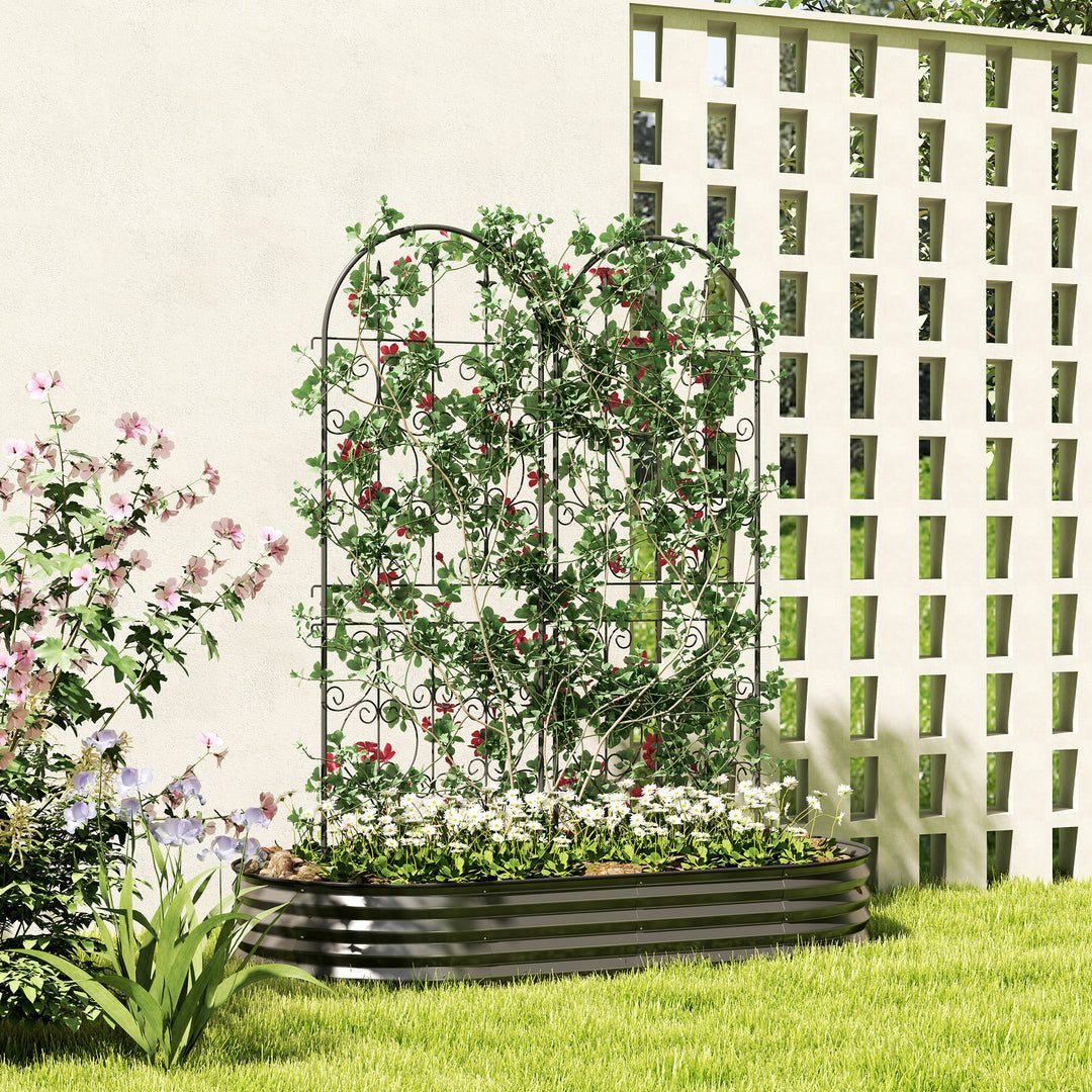 Set of 2 Metal Garden Trellis, Decorative Trellis Panels for Climbing Outdoor Plants, Vegetables, Vines, Flowers, 150 x 50 cm, Scrollwork Design