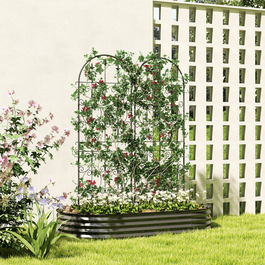 Set of 2 Metal Garden Trellis, Decorative Trellis Panels for Climbing Outdoor Plants, Vegetables, Vines, Flowers, 150 x 50 cm, Scrollwork Design