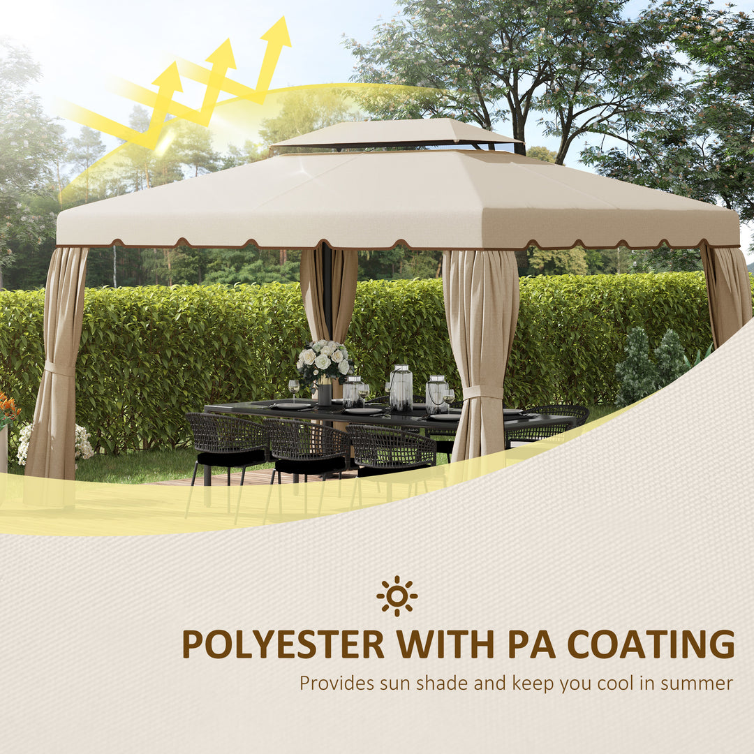 3 x 4m Aluminium Garden Gazebo, Marquee Canopy Shelter Pavilion Party Tent with Nets and Curtains for Garden and Deck, Grey