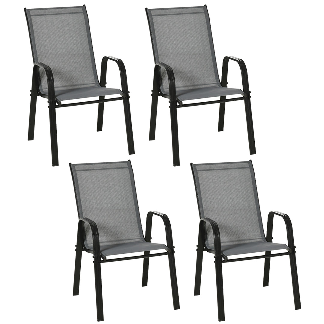 Set of Four Stackable Mesh Seat Chairs - Dark Grey