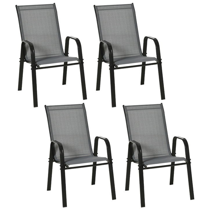 Set of Four Stackable Mesh Seat Chairs - Dark Grey