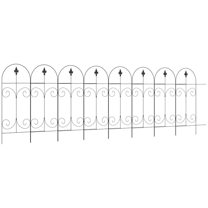 Outsunny 8PCs Decorative Garden Fencing, Rustproof Metal Wire Picket Fence Panels, Landscape Flower Bed Border Edging, Black | Aosom UK