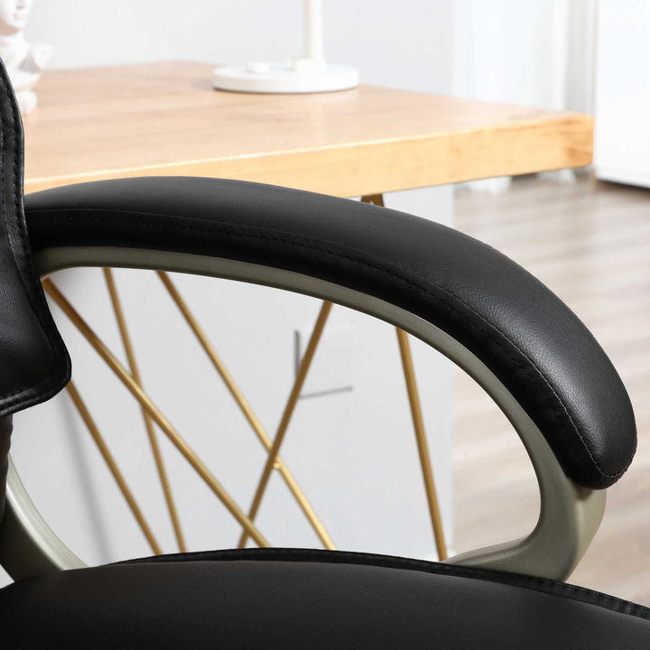 Home Office Chair High Back Computer Desk Chair with Faux Leather Adjustable Height Rocking Function Black