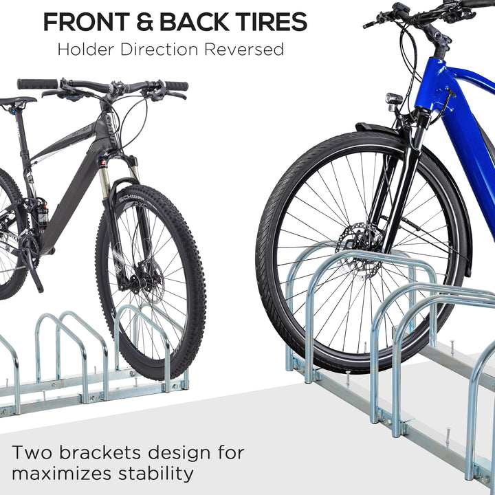 HOMCOM Bicycle Parking Stand for 3 Bikes, Floor or Wall Mount, Cycle Storage Locking Rack, Silver | Aosom UK