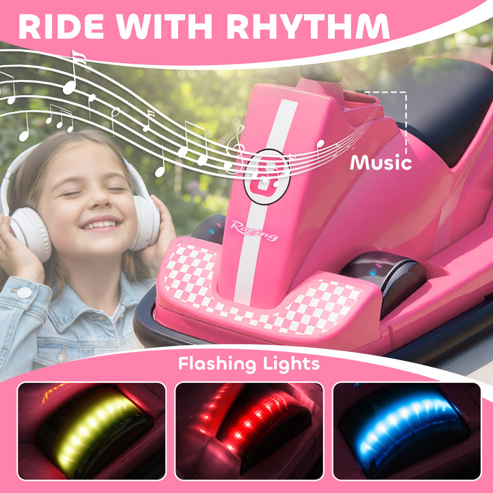 Kids Bumper Car, 360° Rotation Spin Electric Waltzer Car with LED Ligh