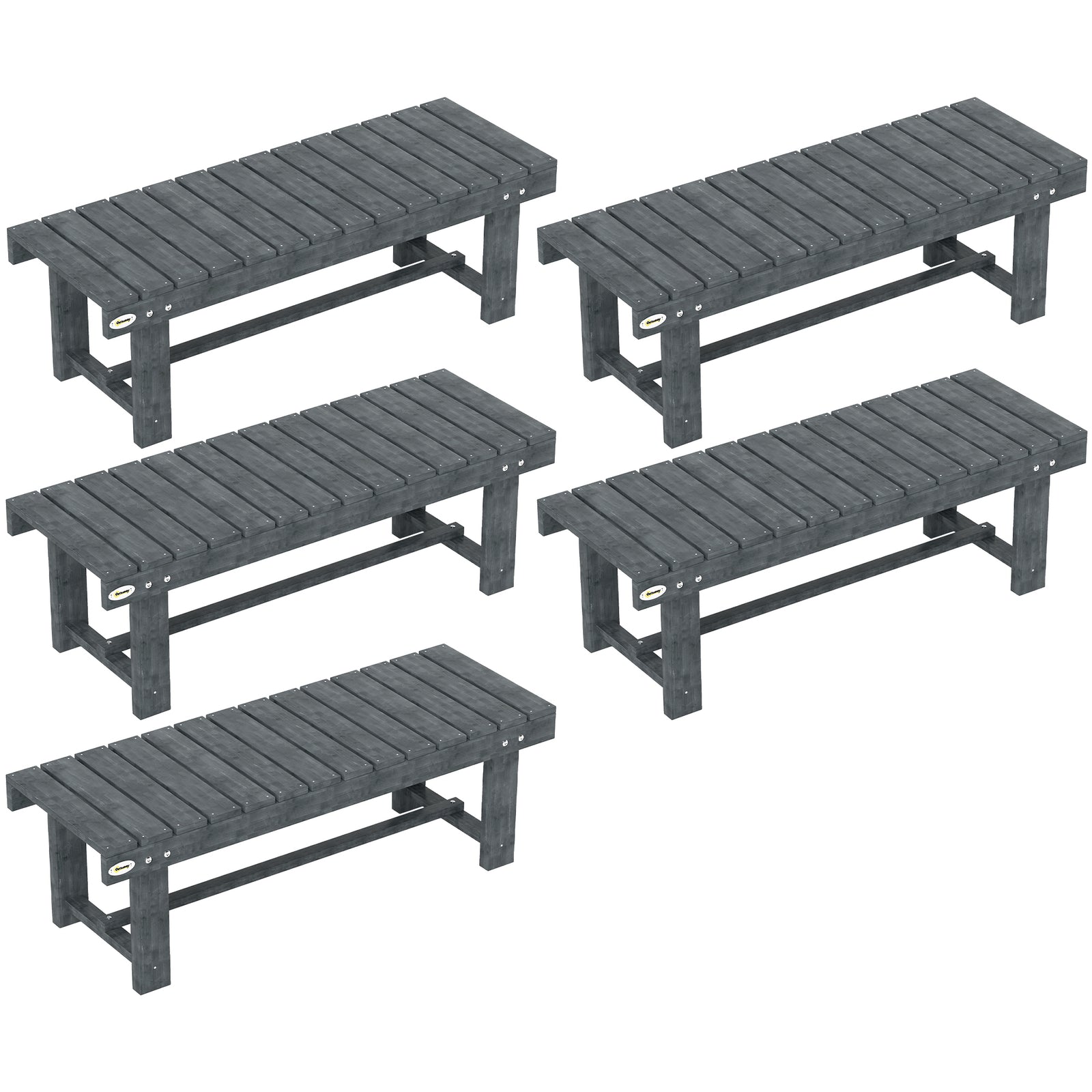 2-Seater Garden Wooden Bench, Grey