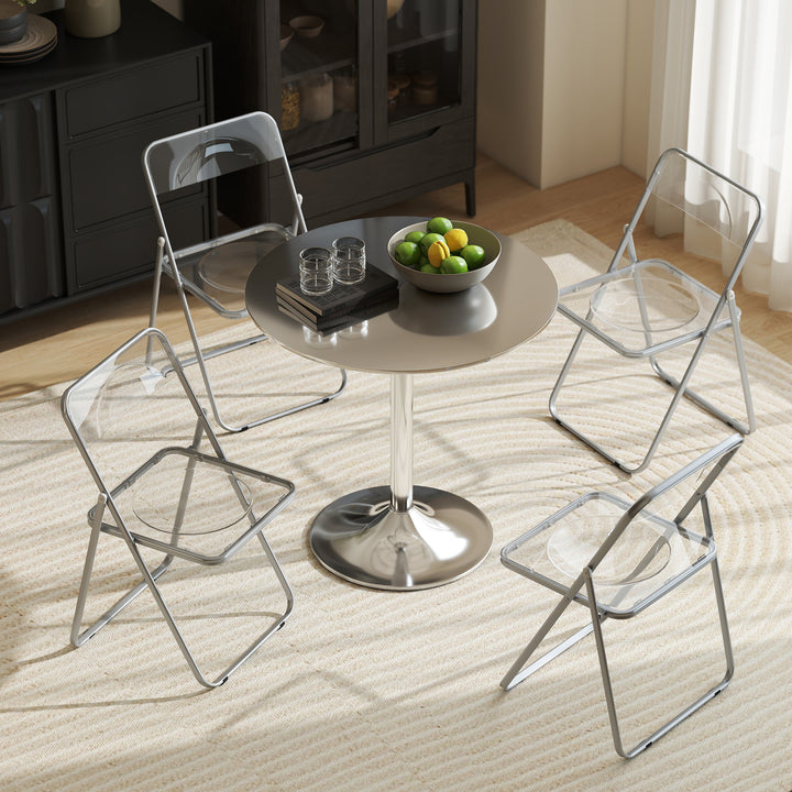 Foldable Chairs, Folding Chairs with Transparent Seat and Backrest, He