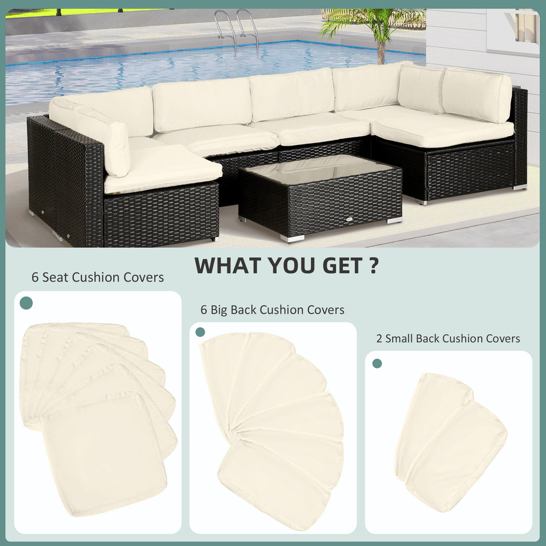 Replacement Cushion Covers for Garden Sofa Set, Garden Rattan Sofa Cushion Polyester Cover Replacement Outdoor - No Cushion Included, Cream
