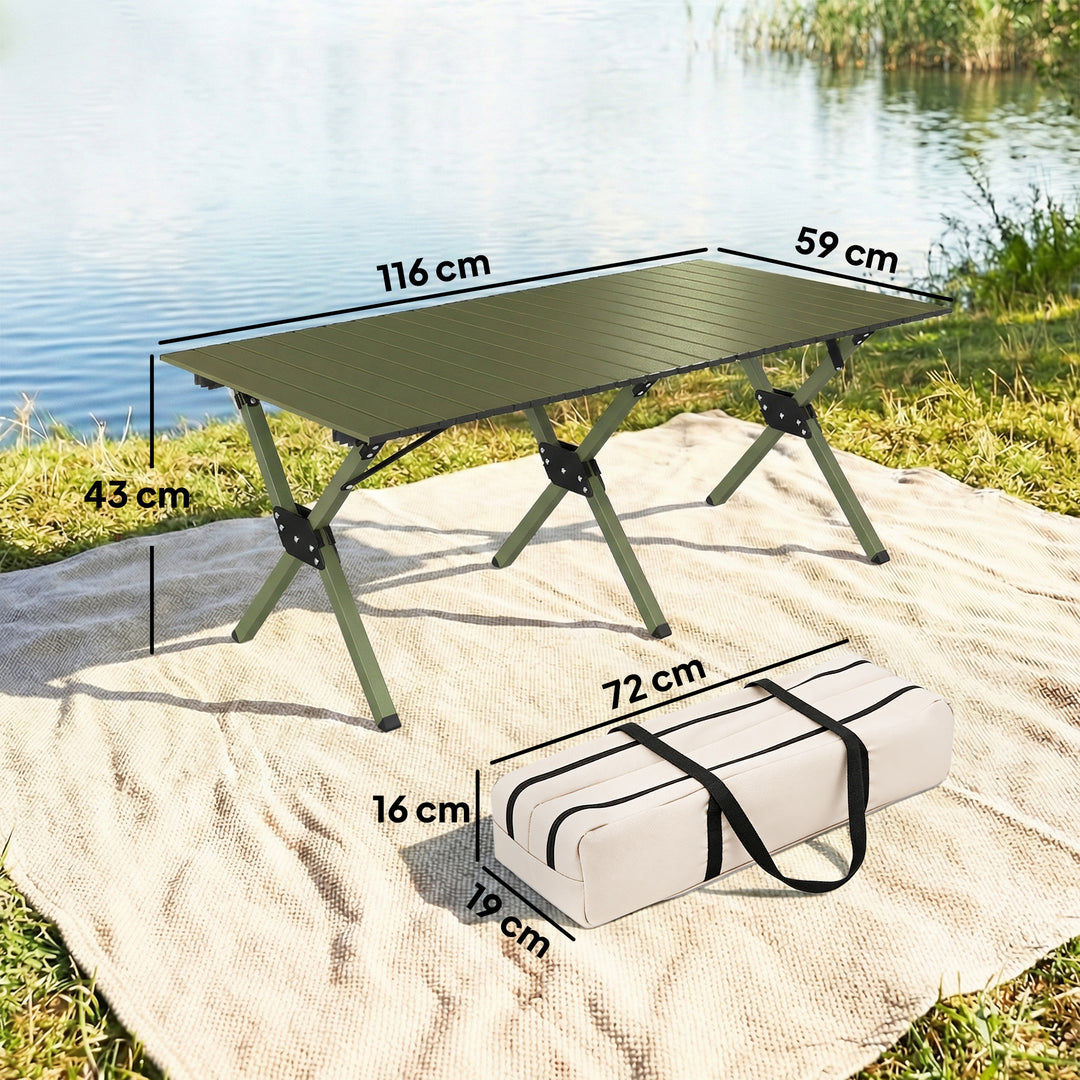 4ft Folding Camping Table, Waterproof Picnic Table with Roll Up Top, C