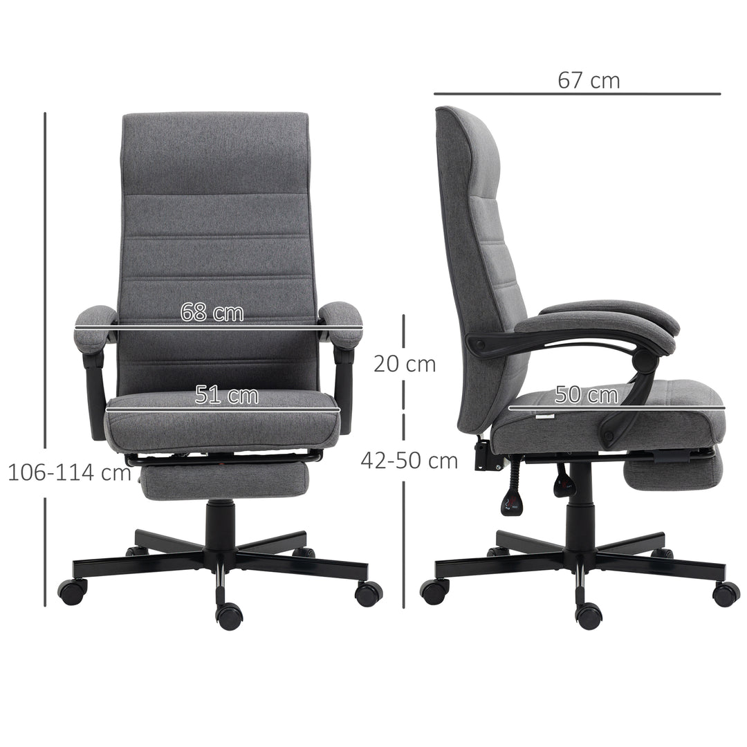 Office Chair, Computer Desk Chair, Fabric Swivel Chair with Adjustable Height and Rolling Wheels for Home Office Work Study, Grey