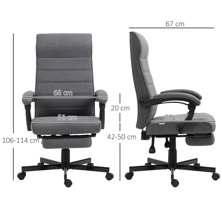 Office Chair, Computer Desk Chair, Fabric Swivel Chair with Adjustable Height and Rolling Wheels for Home Office Work Study, Grey