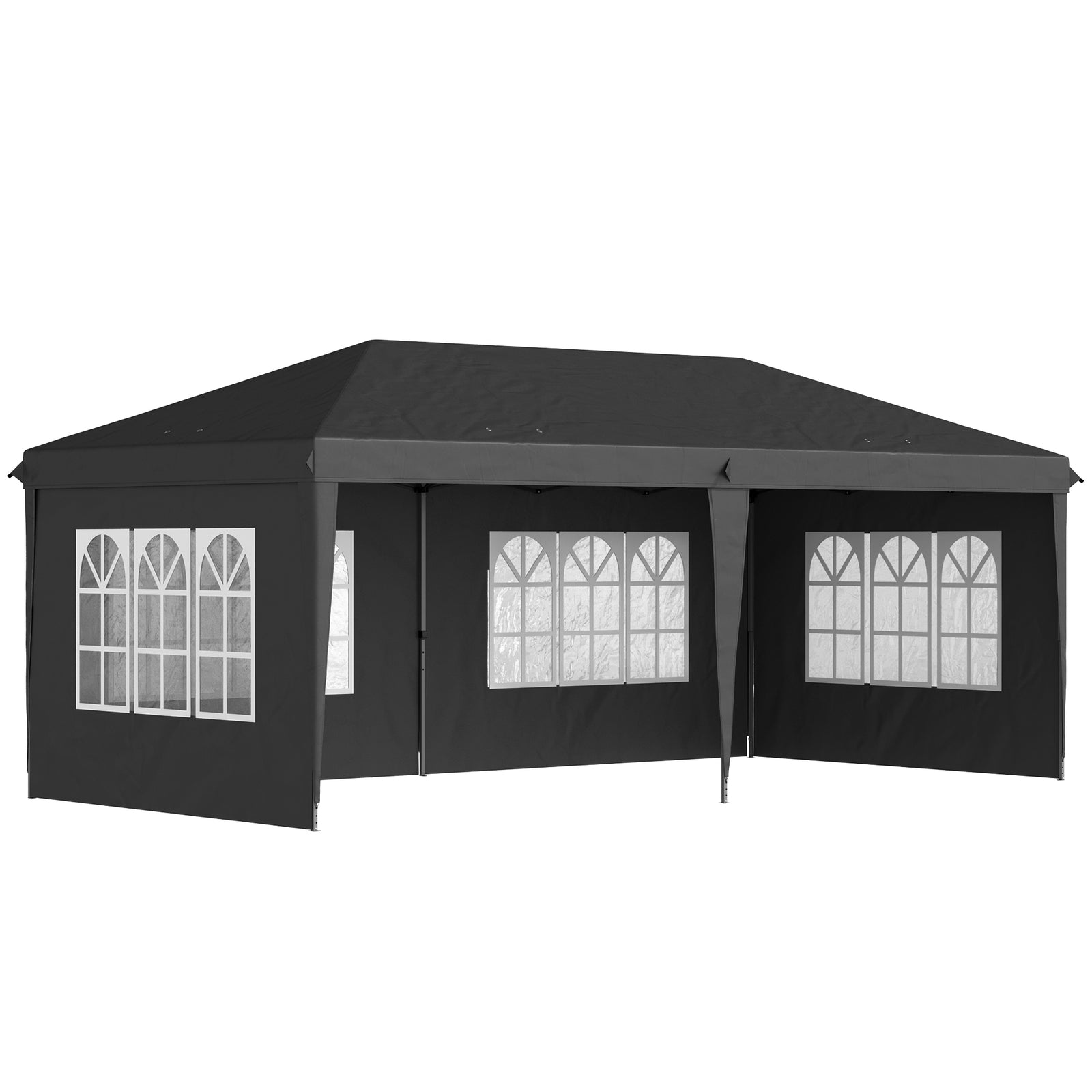 3 x 6m Pop-Up Gazebo, with Removable Walls - Black
