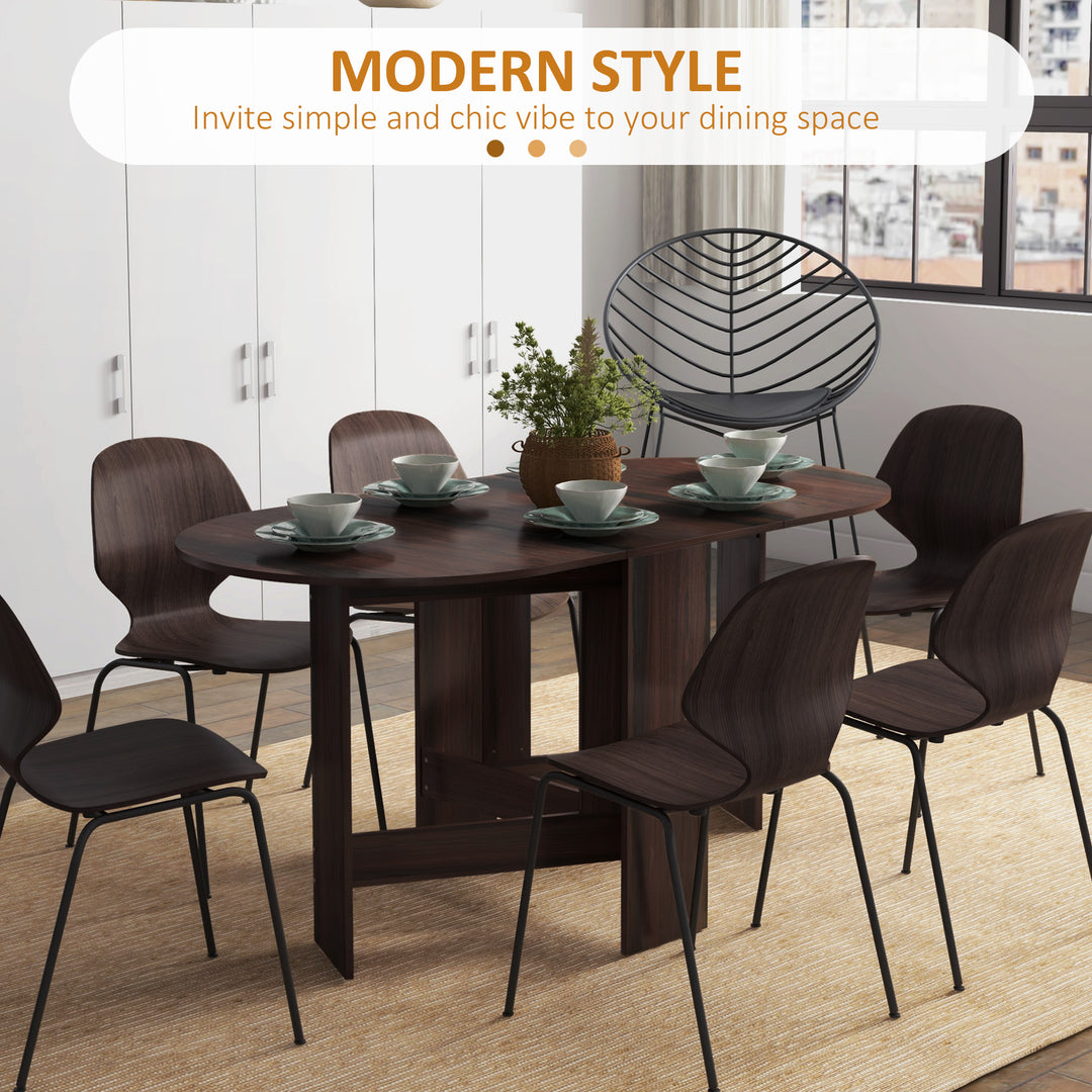 Folding Dining Table, Drop Leaf Table for Small Spaces, Oval Tabletop for Dining Room, Chocolate Wood Effect
