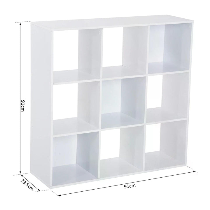 HOMCOM Wooden Cabinet Freestanding Open Cabinet with 9 Cubes, Storage for Bedroom, Living Room, Study, Office, White | Aosom UK