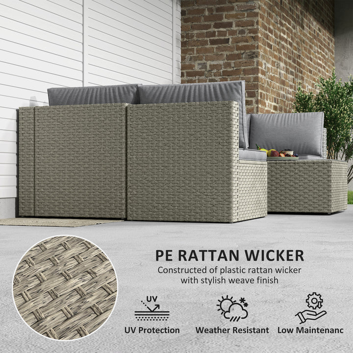 Seven-Piece Modular Rattan Set - Light Brown