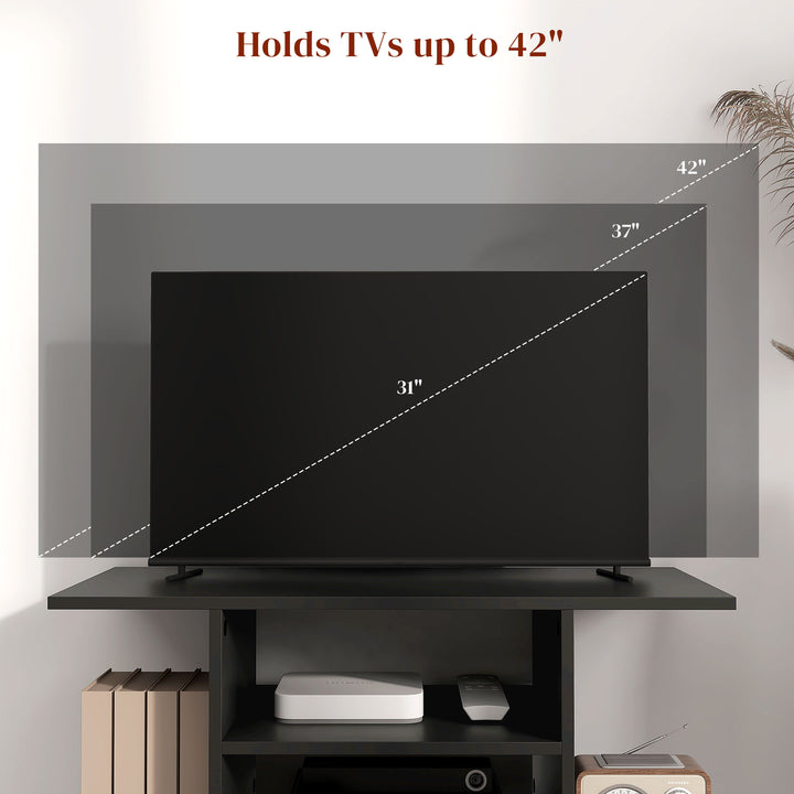 Modern TV Cabinet Stand Storage Shelves Table Mobile Bedroom Furniture Bookshelf Bookcase Black