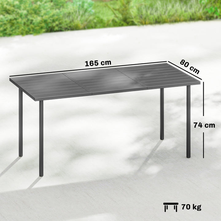 Garden Dining Table for 6 Person, 165 x 80 cm Rectangular Outdoor Dini