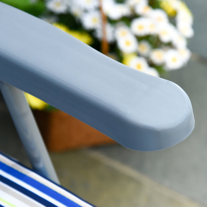 MCL Reclining Garden Chair Set of 2, 5-Level Adjustable Zero Gravity Chairs with Cushions, Folding Sun Lounger Garden Recliner Chairs with Armrests for Outdoor, Patio, Blue Stripe