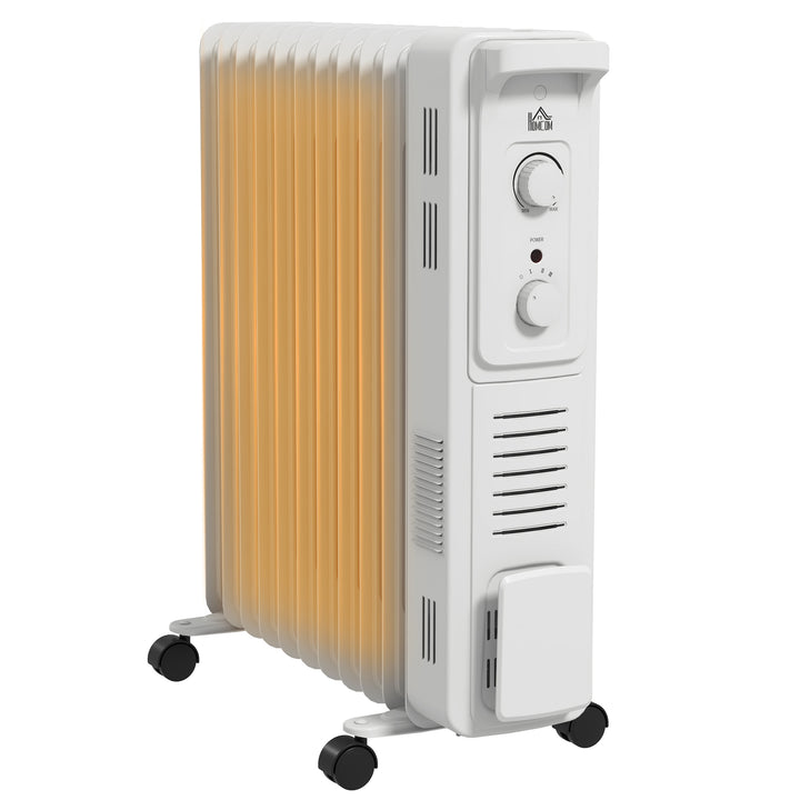 HOMCOM 2.5kW 11 Fin Oil-Filled Radiator - White