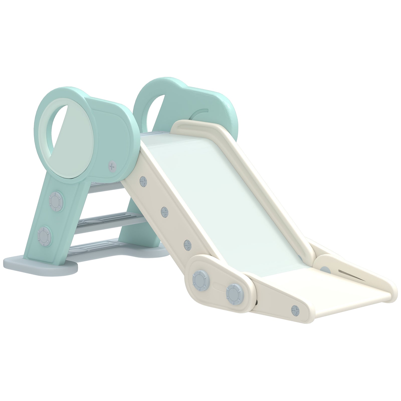 AIYAPLAY Foldable Kids Slide, Freestanding Baby Slide, for Ages 1.5-3 Years, Grey & Green