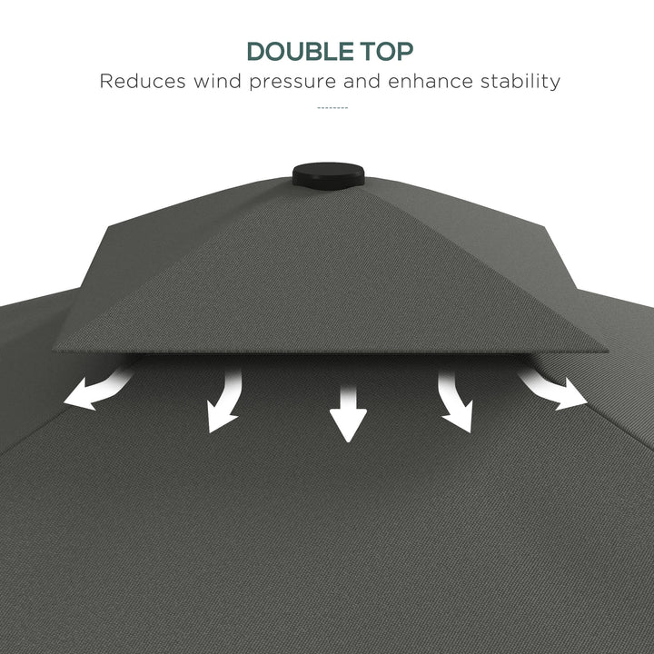 2.5m Square Double Top Garden Parasol Cantilever Umbrella with Ruffles, Dark Grey